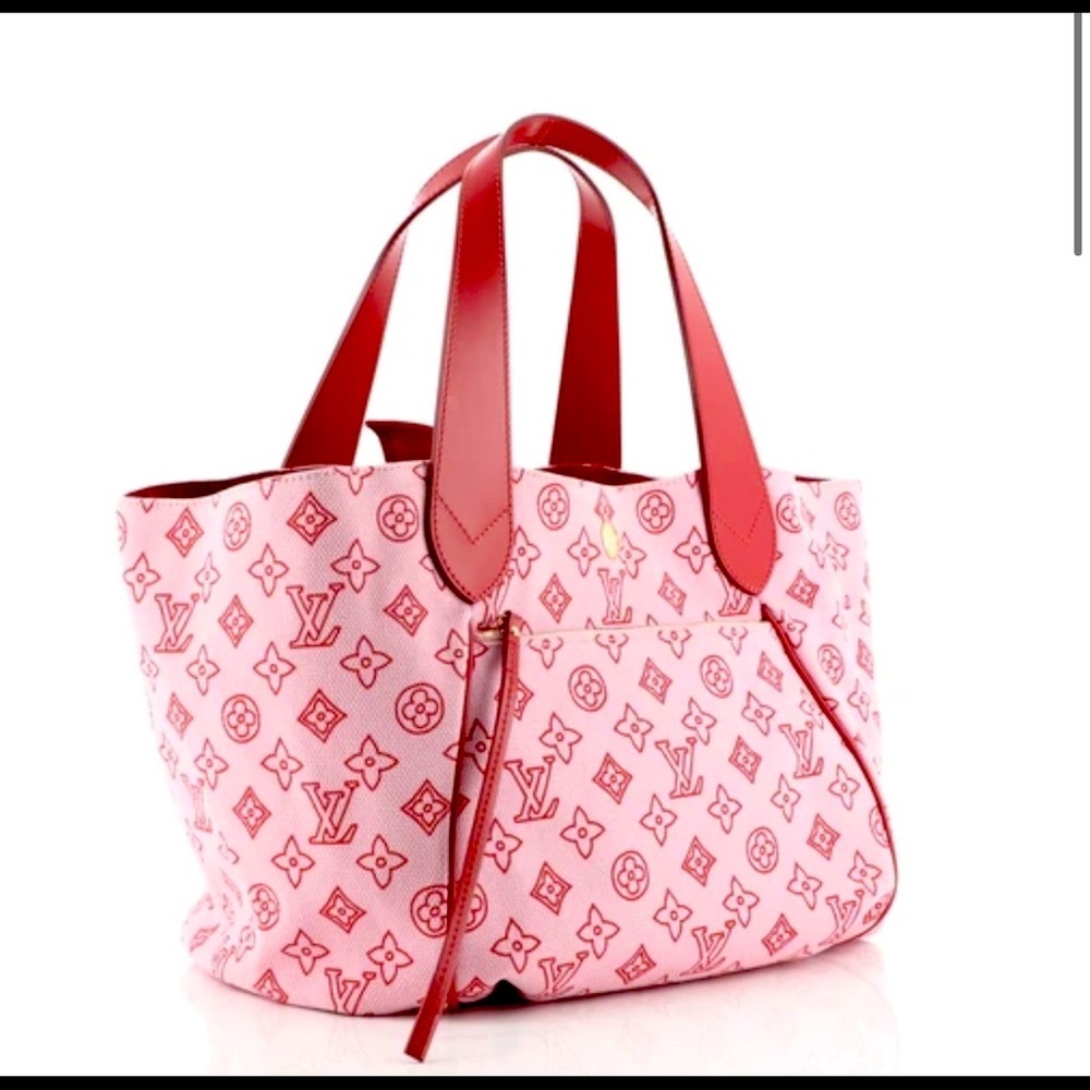 Louis Vuitton red canvas cabas ipanema PM Bag